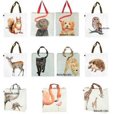 Große wiederverwendbare Damen Frauen Einkaufstasche Tasche Wildtiere Tier Katze Hund Flamingo