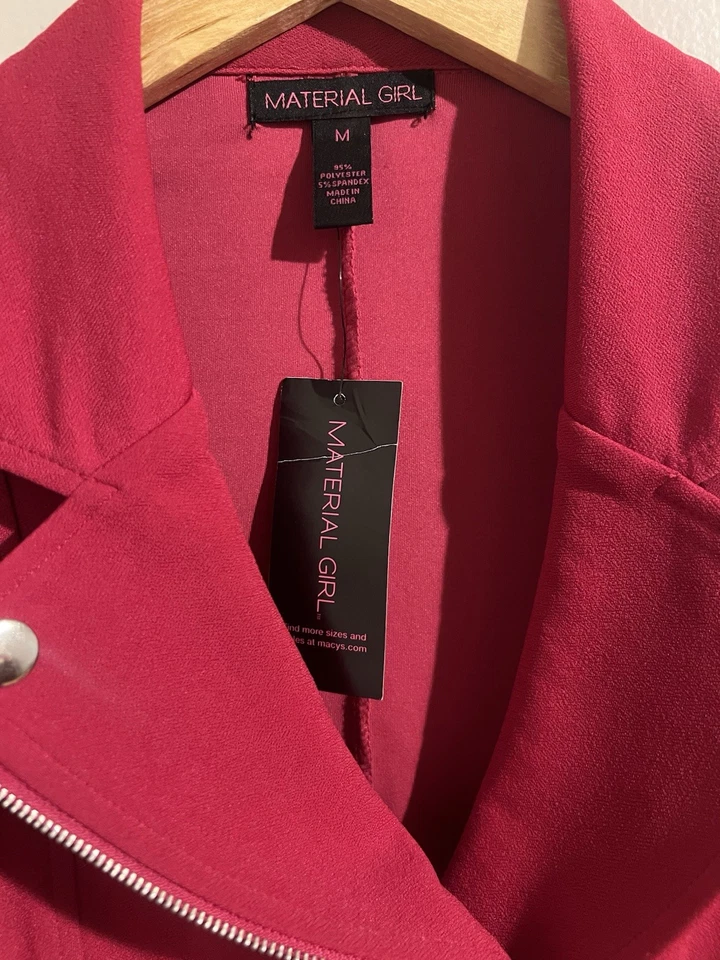 Material Girl Pink Moto Blazer Jacket Women’s Medium Zip Front NWT - Image 3 of 4