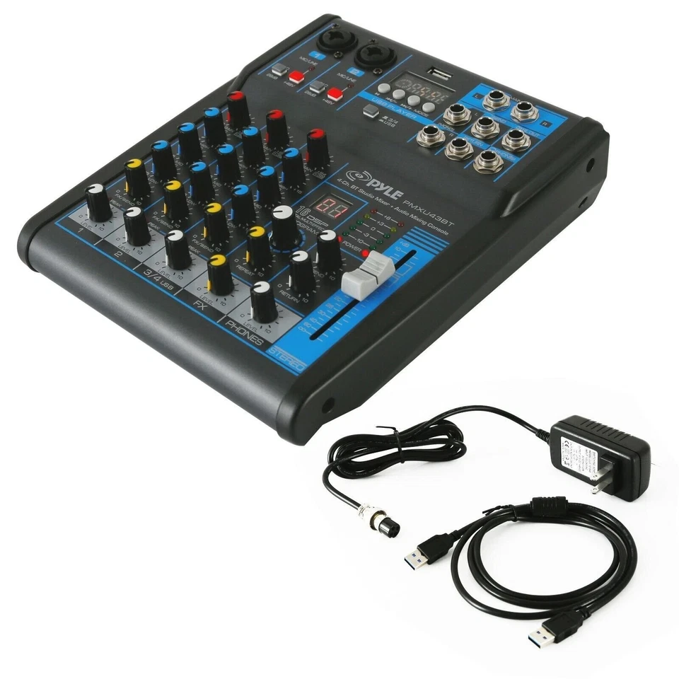 Pyle 4Ch Studio/DJ Controller Audio Mixer Console System w/USB & XLR PMXU43BT - Image 2 of 4