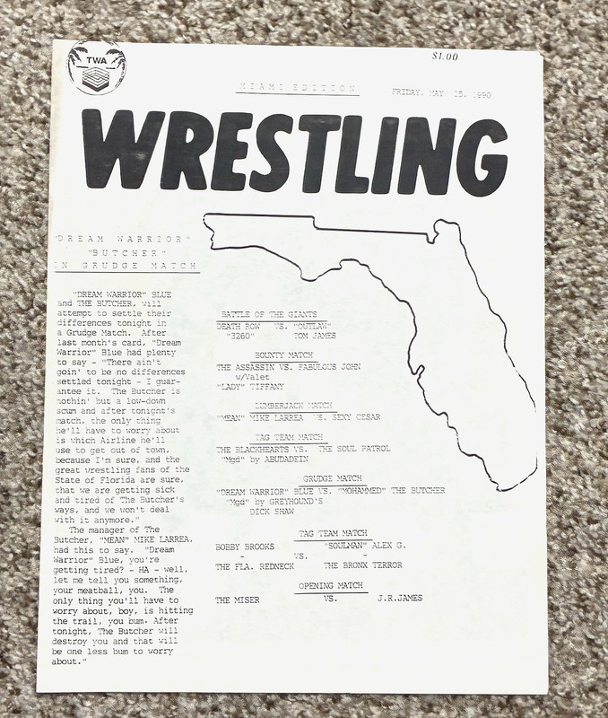 TWA Wrestling Program Miami Edition May 25 1990 Tropical Wrestling Alliance Rare
