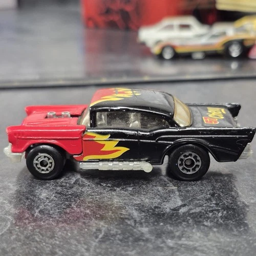 Vintage 1979 Superfast Matchbox 57 Chevy Chevrolet Black Gasser Red Flames