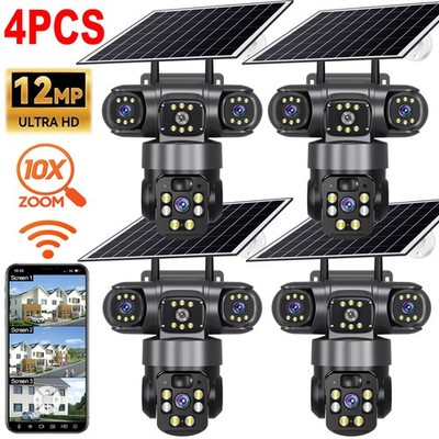 4PCS Solar Battery Powered Wireless WiFi Outdoor Pan/Tilt Home Security Camera
