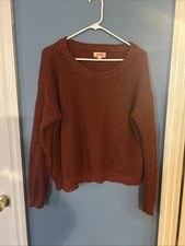 Women’s 1X Evri Orange Knit Pullover Long sleeve Sweater