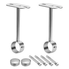 2pcs Wardrobe Pipe Bracket Curtain Rod Support Holder 32mm Dia 150mm Height New