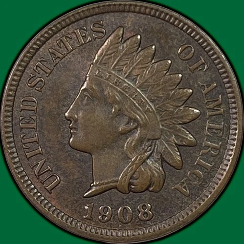 1908 Indian Head Cent Uncirculated UNC Coin #32726