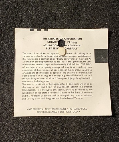 STRATTON 2002 Skiing Ski Lift Ticket Pass VERMONT Resort Travel Souvenir Wicket - Picture 2 of 2