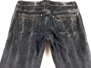 Rerock-For-Express-Jeans-Studded-Stars-Womens-4-Black-Straight-29-x-32-Actual