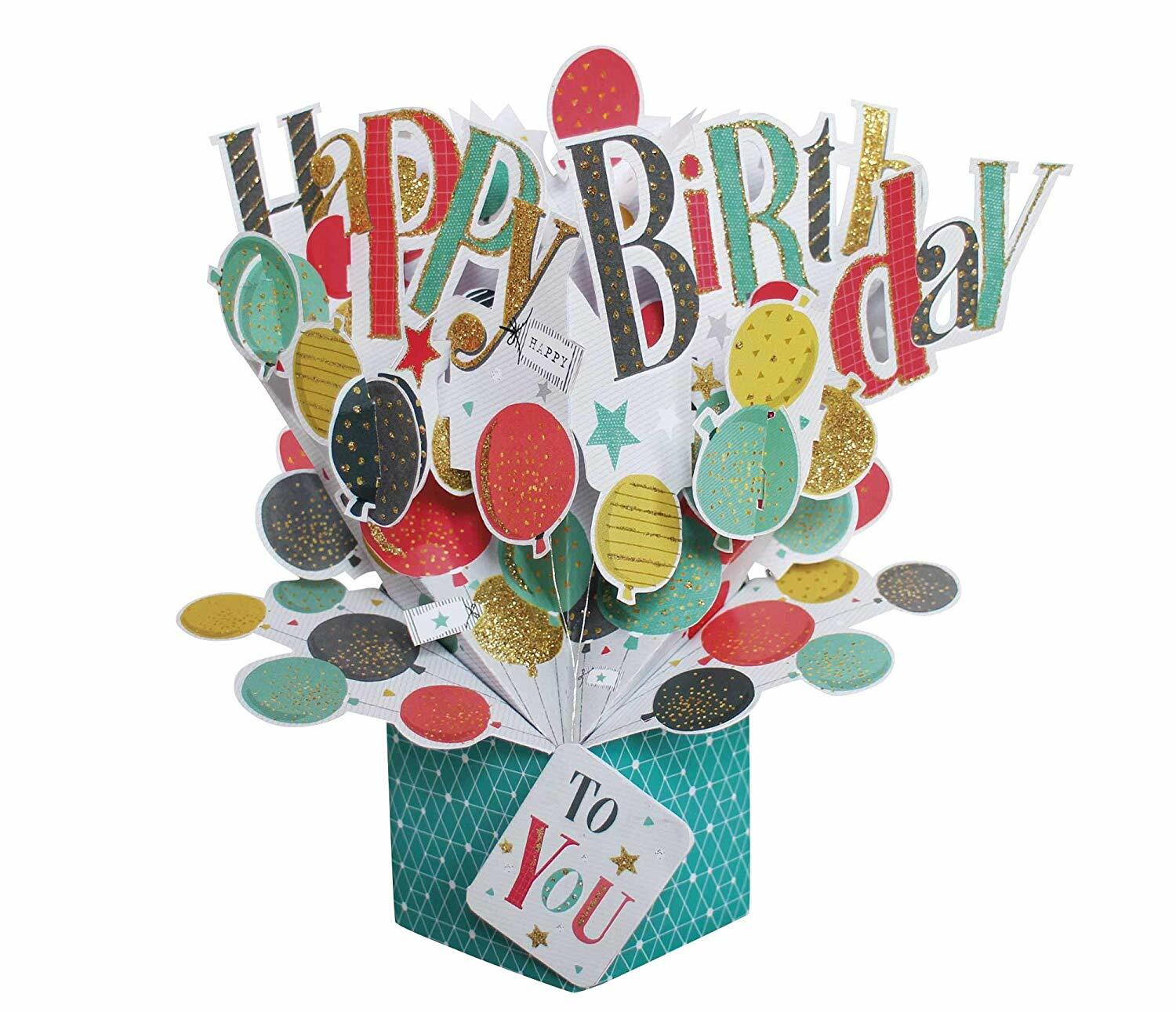 Happy Birthday Bunch Of Balloons Birthday Pop Up Greeting Card 3D Pop-Up Cards - Image 3