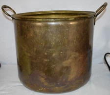Large  Antique Brass Kettle / Cauldron / Pot with Handles 12'' TALL 14'' WIDE