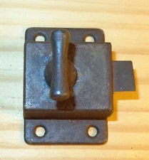 Old Vintage Metal Jelly Cabinet Door Lock Latch T Bolt Handle Turn Knob