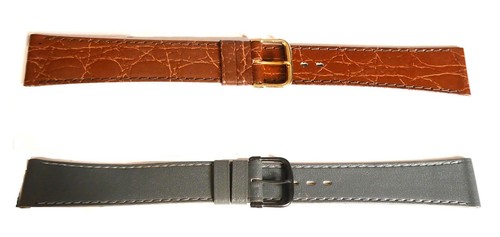 Genuine Flat Calf Leather Watch Strap Crocodile Croc Grain 20mm - Picture 2 of 3