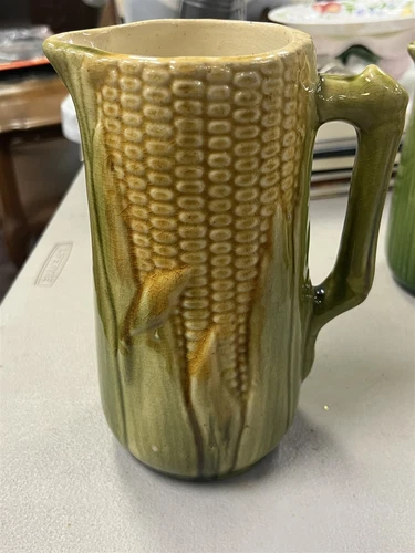 BRUSH McCOY Pottery Majolica CORN Pitcher 8-3/4" Tall