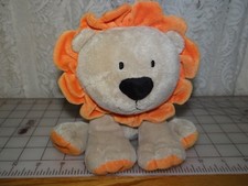 Carters Just One Year 8" Orange  Tan Lion Plush Lovey Toy for Baby Sewn Eyes