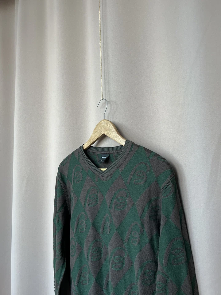 Suéter Brioni tejido con monograma para hombre talla L suéter de lujo vintage Foto 4 de 4