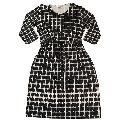 christopher & banks stretch knit tie waist dress black dress with pockets |  eBay