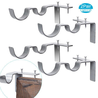 4pcs Curtain Pole Brackets No Drill Rod Holder Into Wooden Window Frame 4pcs Curtain Pole Brackets No Drill, Window Frame Curtain Rod Holders