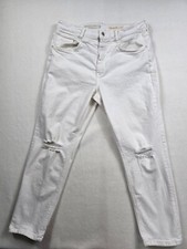 Anthropologie Pilcro High-Rise Slim White Distressed Jeans Size 32