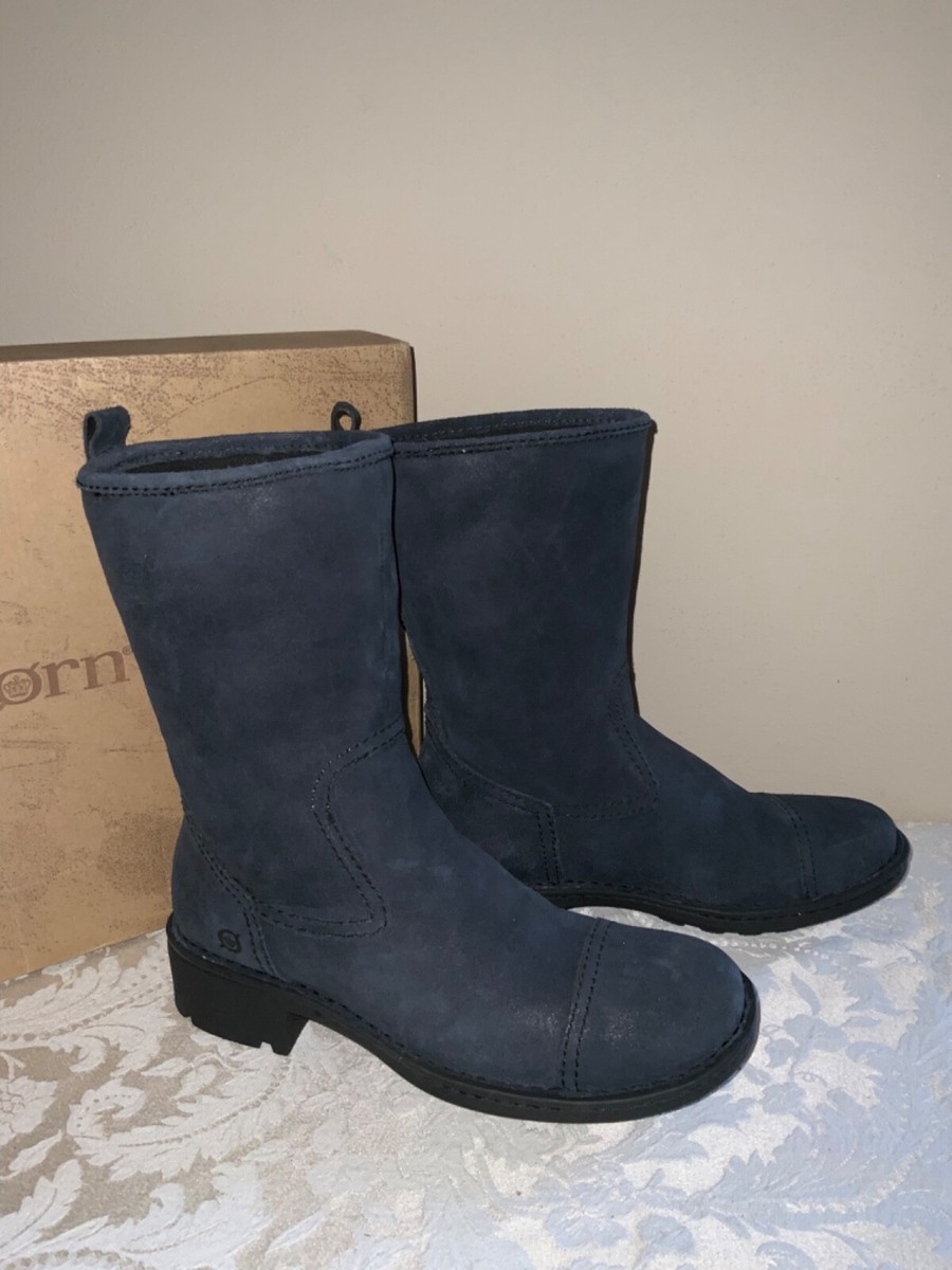 Born sz RARE HTF color navy BLUE Audie Kite Board suede rugged boots NIB