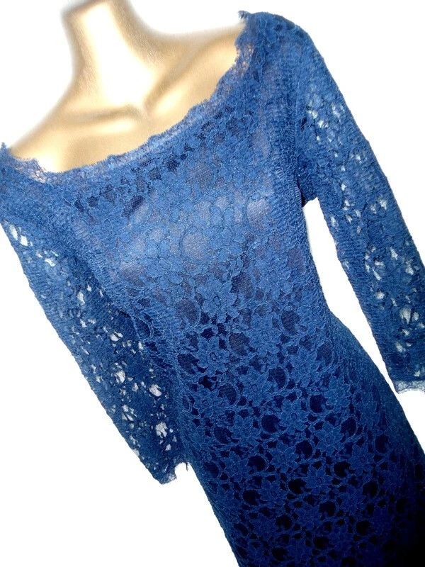 Christmas dress Joseph Ribkoff pencil dress 14 navy lave 3/4 sleeves (8521 - Image 3 of 4