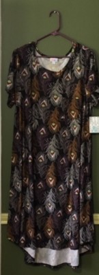 NWT ~ LuLaRoe CARLY ~ 2XL ~ BLACK with PEACOCK FEATHERS ~ **UNICORN HTF**  Fall