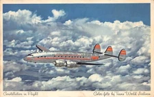 Postcard TWA Issued Skyclub Clouds in Flight Plane D67