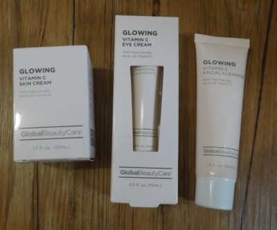 3 NEW beauty skincare Glowing VITAMIN C eye & skin cream & facial cleanser