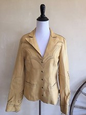 Marc Laurent Italy Tan Yellow Heavy Leather Jacket Handmade In Mexico M