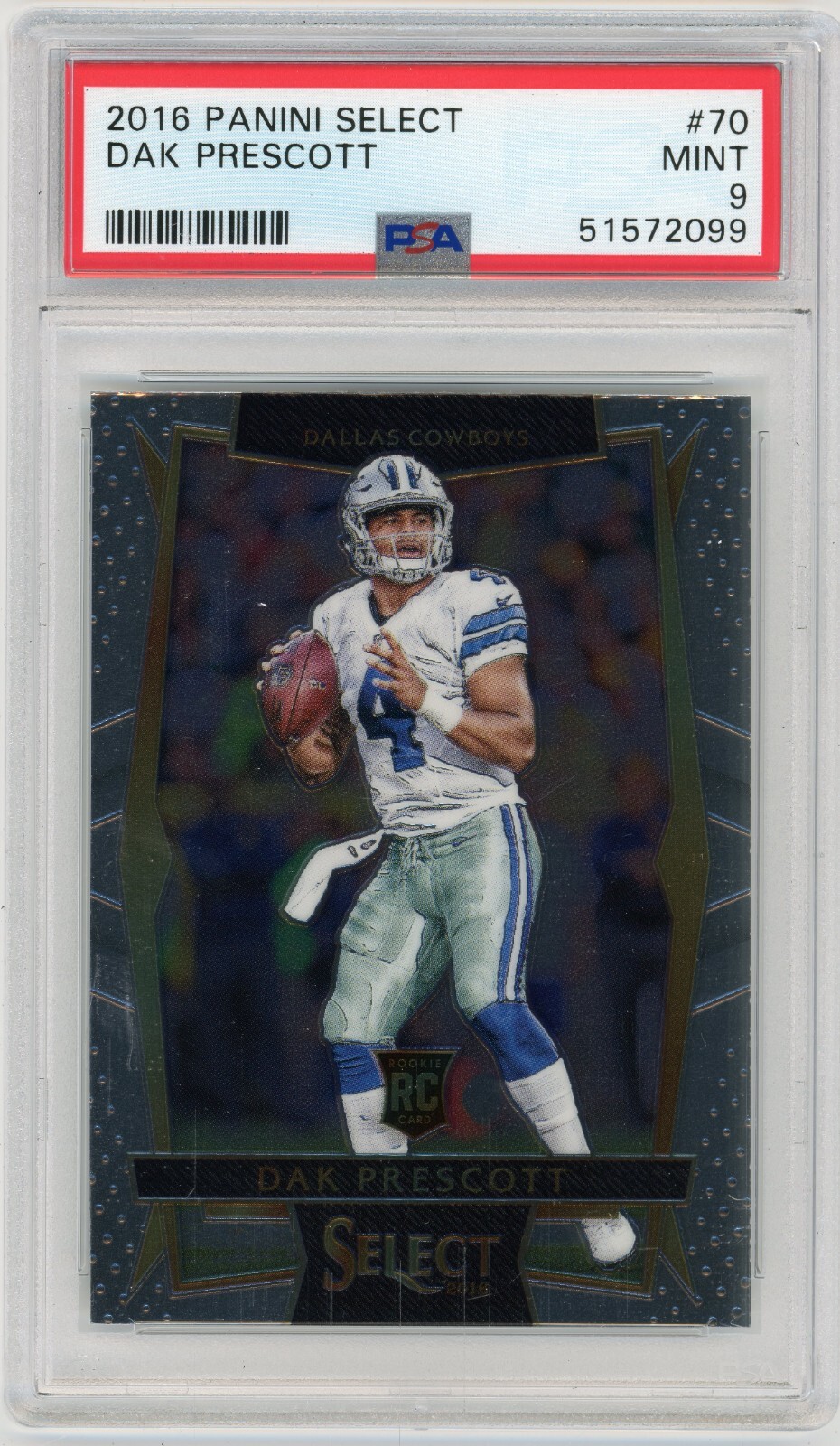 DAK PRESCOTT 2016 Panini Select Rc #70 PSA 9 Dallas Cowboys Rookie 99