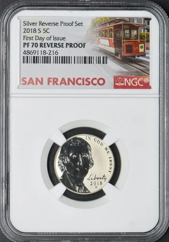 2018-S Jefferson Nickel NGC PF70 Reverse Proof FDOI Trolley Label ✪COINGIANTS✪