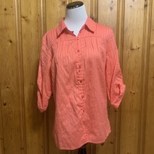 Basic Editions Womens Size LG Peach Long Slee...