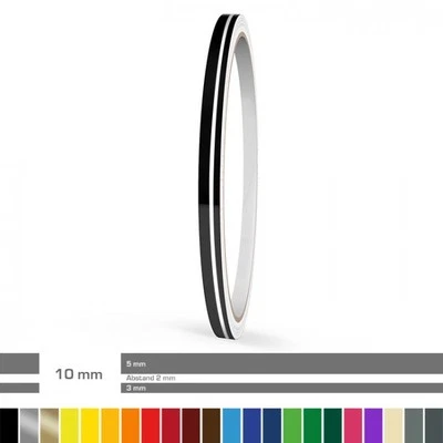 MOTOKING Doppel-Zierstreifen 10 mm ver. Farben für Auto, Motorrad, Wohnmobil, Modellbau