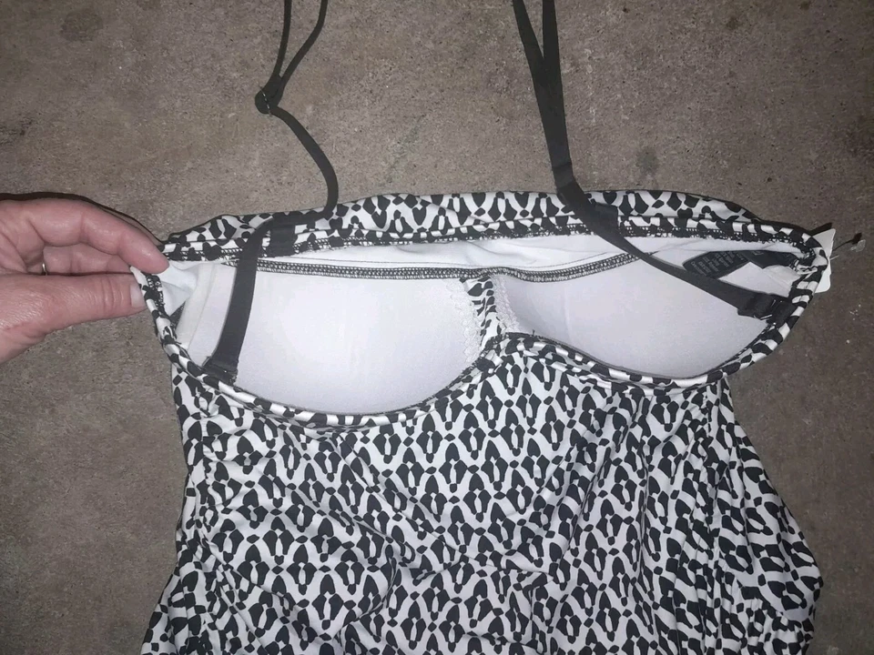 TRAJE DE BAÑO APT 9 negro blanco con volantes de una pieza para mujer talla M - NUEVO Foto 3 de 4