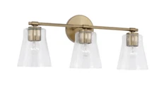 Capital Lighting  146931AD-533  Baker 3 Light Vanity - Aged Brass / Clear Seeded