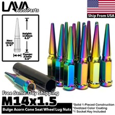 24x Neo Chrome 14x1.5 Spike Lug Nut Fit Chevy Silverado 1500 Tahoe Suburban 24x Neo Chrome 14x1.5 Spike Lug Nut Fit Chevy Silverado 1500 Tahoe Suburban