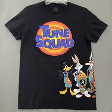 Space Jam Tune Squad T-Shirt Adult Small Black Front Back Bugs Taz Marvin Daffy