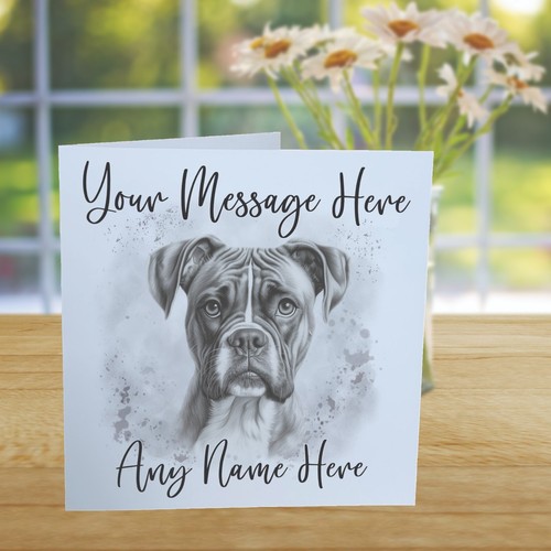 Personalised Boxer Dog Card, Hand Drawn Sketch Art, Custom Card for Dog Lovers - Picture 15 of 17