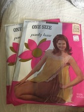 2 Pair Vintage One Size Stretch Pantyhose Coffee Bean