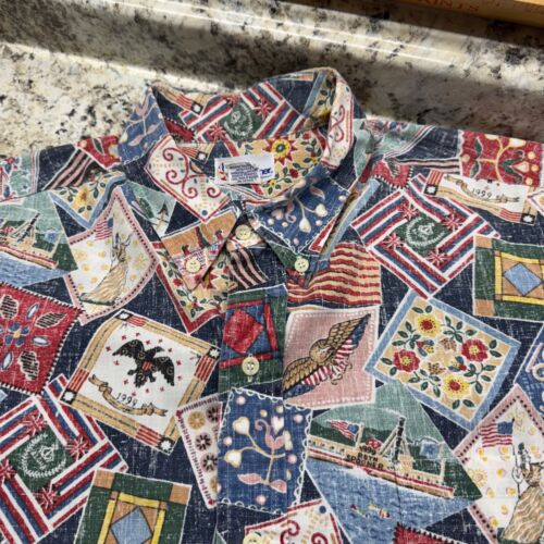 Reyn Spooner Vintage Gr. XL Patriotic Reverse Print Hawaiian Flag Shirt 1999 - Bild 3 von 10