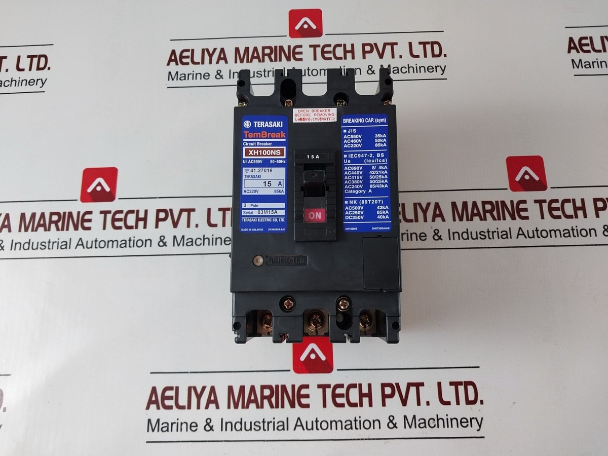 Terasaki Tembreak XH100NS Circuit Breaker 15A 690V AC 3-Pole Terasaki Tembreak XH100NS Circuit Breaker 15A 690V AC 3-Pole
