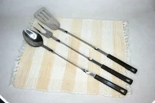 VTG STANHOME STAINLESS 3 PIECE BBQ TOOLS SET MEAT FORK SERVING SPOON SPATULA