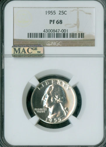 1955 QUARTER NGC PF68 MAC SPOTLESS BRIGHT WHITE .