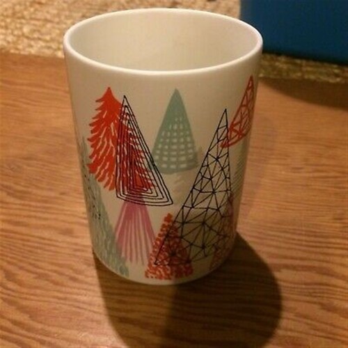 2017 Starbucks 12 oz. ceramic mug, stylized trees, triangles - Picture 2 of 3