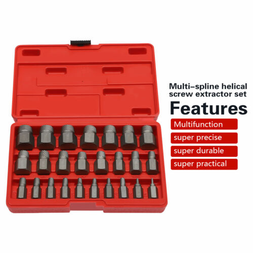 25 Piece Damaged Screw Extractor Remover Set for Multi Spline Screws and Bolts - Picture 3 of 13