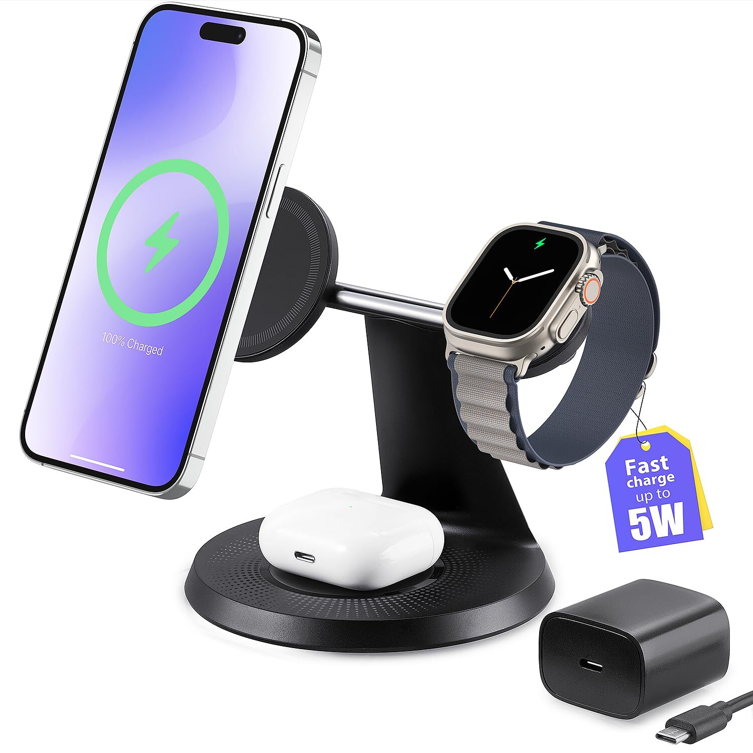 3-in-1 Wireless Charging Station for Apple Devices - Fast Charging Station fo...