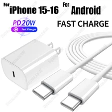 20W USB C Fast Charger Type C Cable Power Brick For iPhone 15 16 Pro Max Android