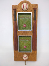 Russ Berrie YESTERDAY'S BALLGAME Wood-Looking Baseball Wall Hook Picture Frame