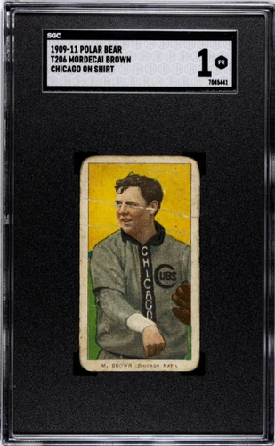 1909-11 T206 Polar Bear Mordecai Brown Chicago On Shirt SGC 1