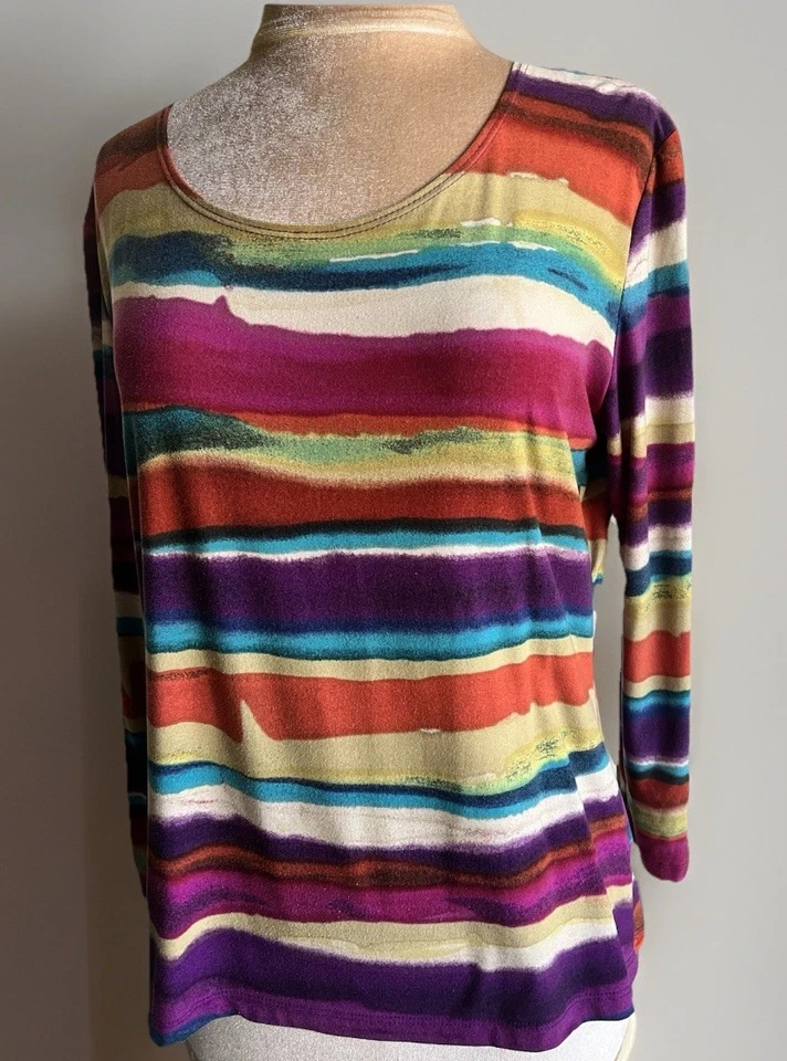 Top Y2K Rainbow Festival Suzie In The City Rayas Manga Larga Boho Tonos Joya Foto 3 de 4