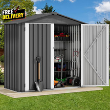 6x4 Outdoor Metal Storage Shed Heavy Duty with Lockable Doors Vent Dark Gray  