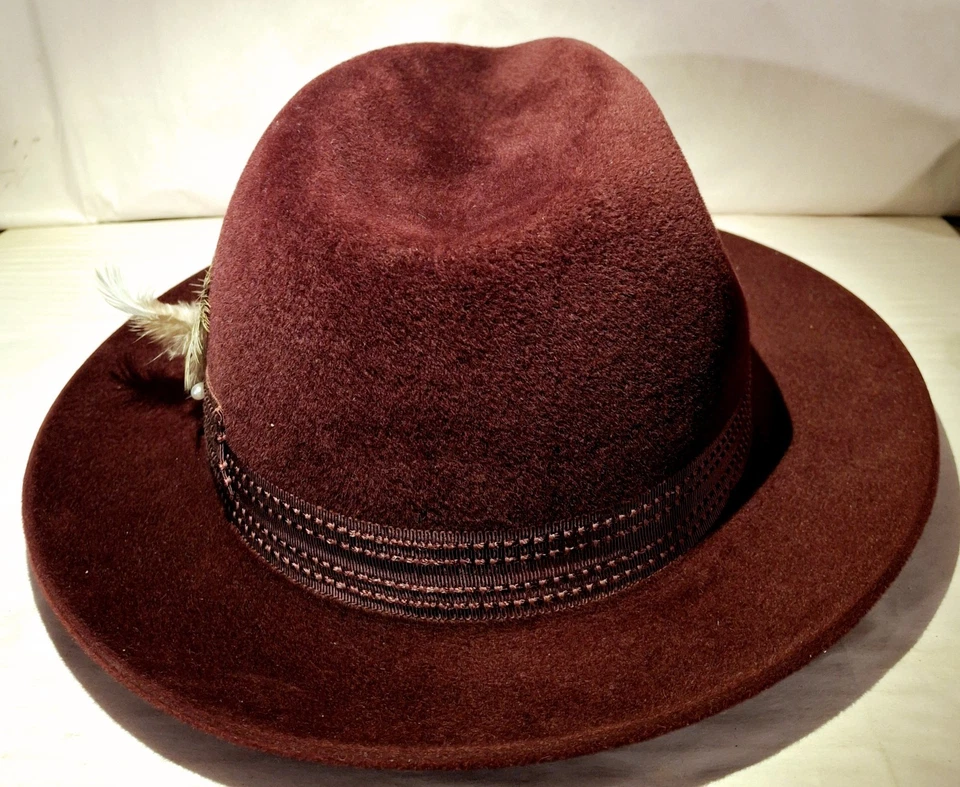 SELENTINO King Maroon Fur Felt Fedora Dress Hat Gray Mens Size 59 US Size 7/38 - Image 4 of 4